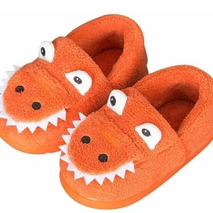 Size 5 Toddler Orange Dinosaur Slippers